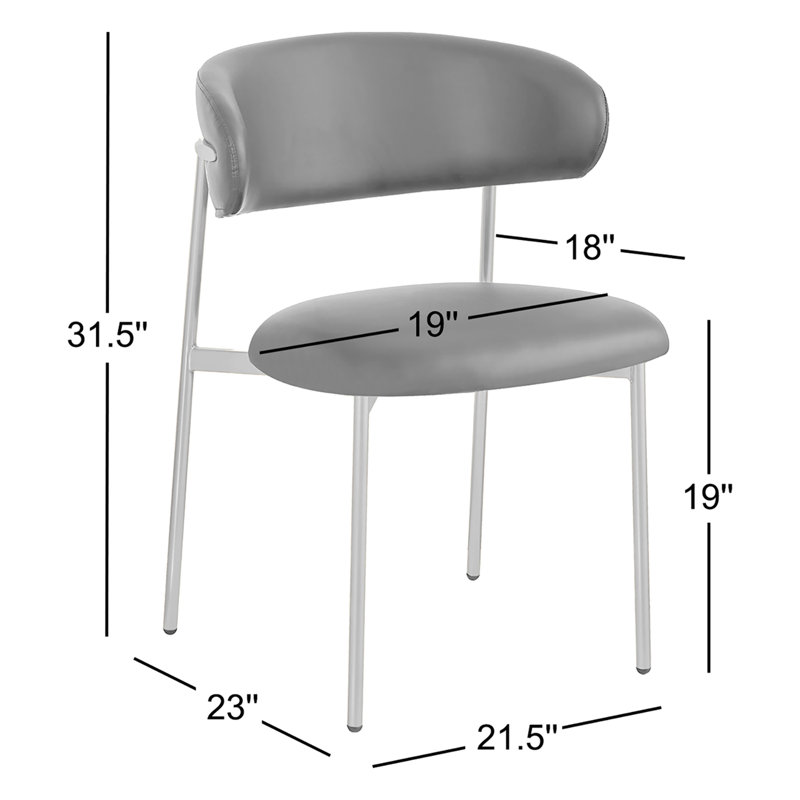 Lupita 19'' H Upholstered Side Chair, Taupe Vegan Leather, Brushed Gold