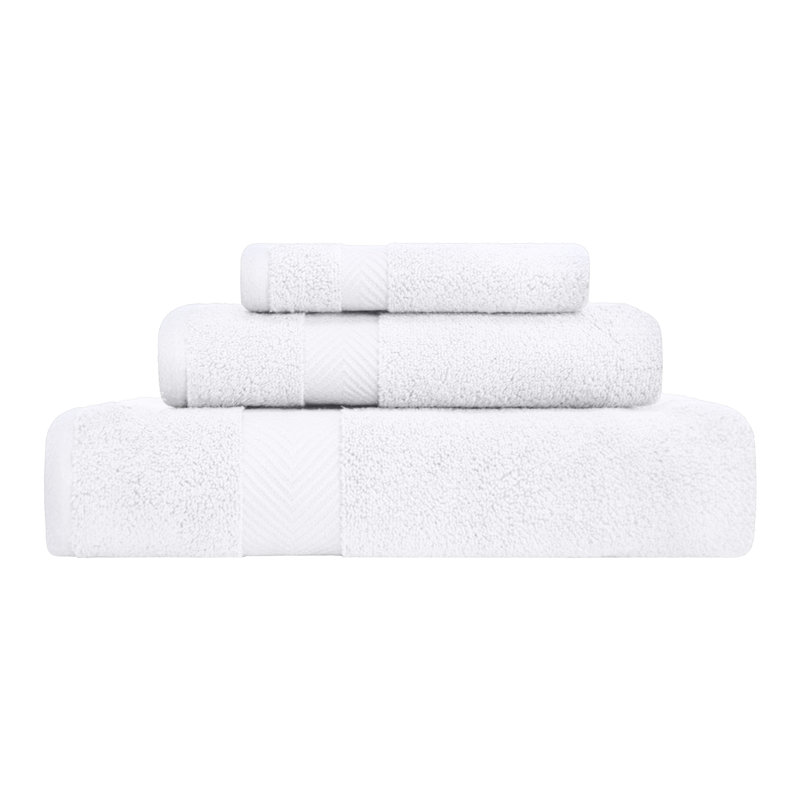 Blue Nile Mills Zero-Twist Cotton 3-Piece Bath Towel Set, White, White