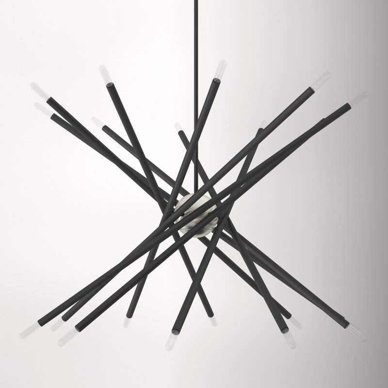 Runo Sputnik Modern Linear Chandelier, Scandinavian Gray