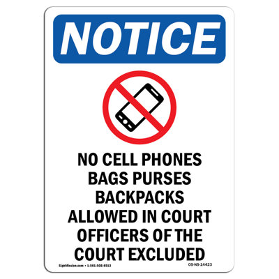 No Cell Phones Bags Sign with Symbol