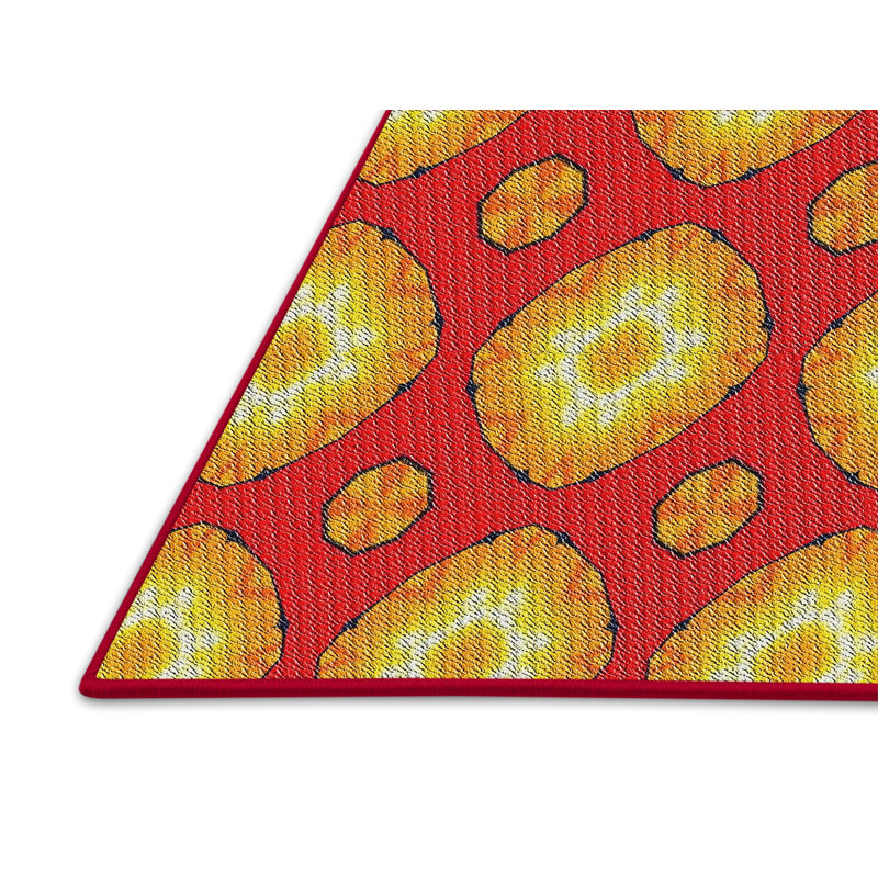 Tapis de zone jaune/rouge à motifs, Rectangle 5 pi x 7 pi