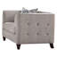 Fauteuil capitonné large brun clair Arreona-118943301