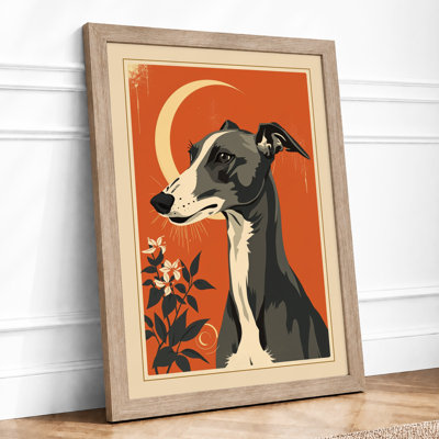 Greyhound Art Deco - Framed Print