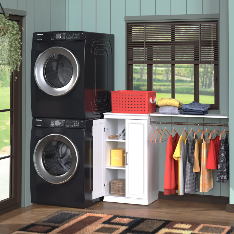 Modular Storage 57.40" W Shelf Unit with Hang Rod, White
