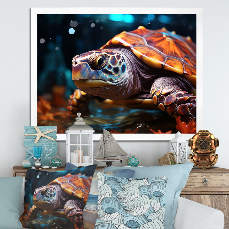 Abstrait voyage aquatique sur toile, Cadre simple blanc, H 12 po x l 20 po x P 1 po