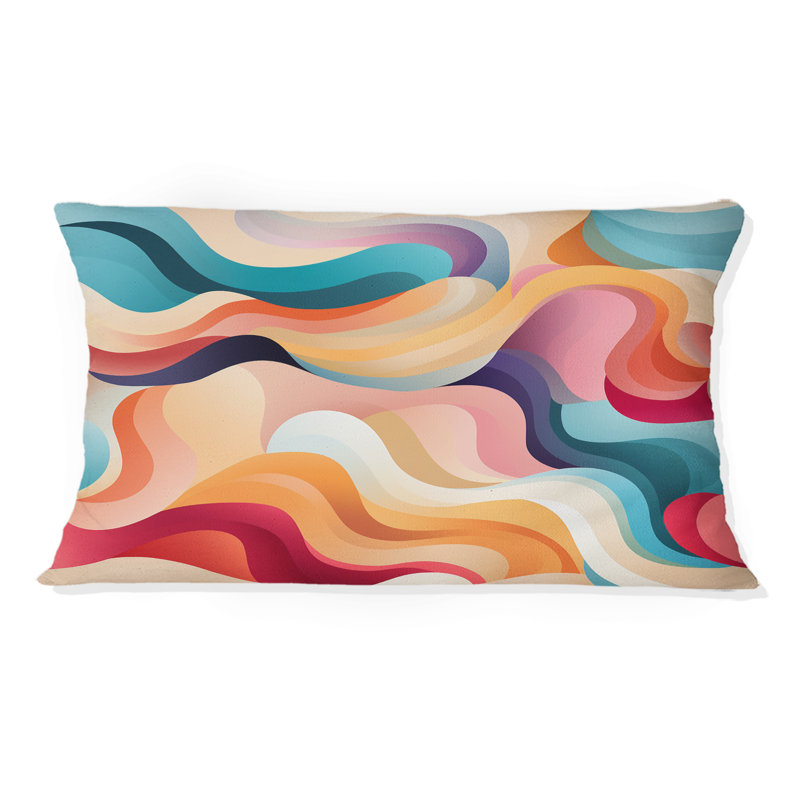 Doux doux multicolore abstrait Neutralité vague II - Coussin décoratif imprimé abstrait