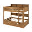 Lit superposé avec lit gigogne, lit superposé en bois avec tablettes de rangement, échelle et garde-corps-1333477293