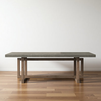 Solid Wood Rectangular Dining Table in Cement Gray by 17 Stories