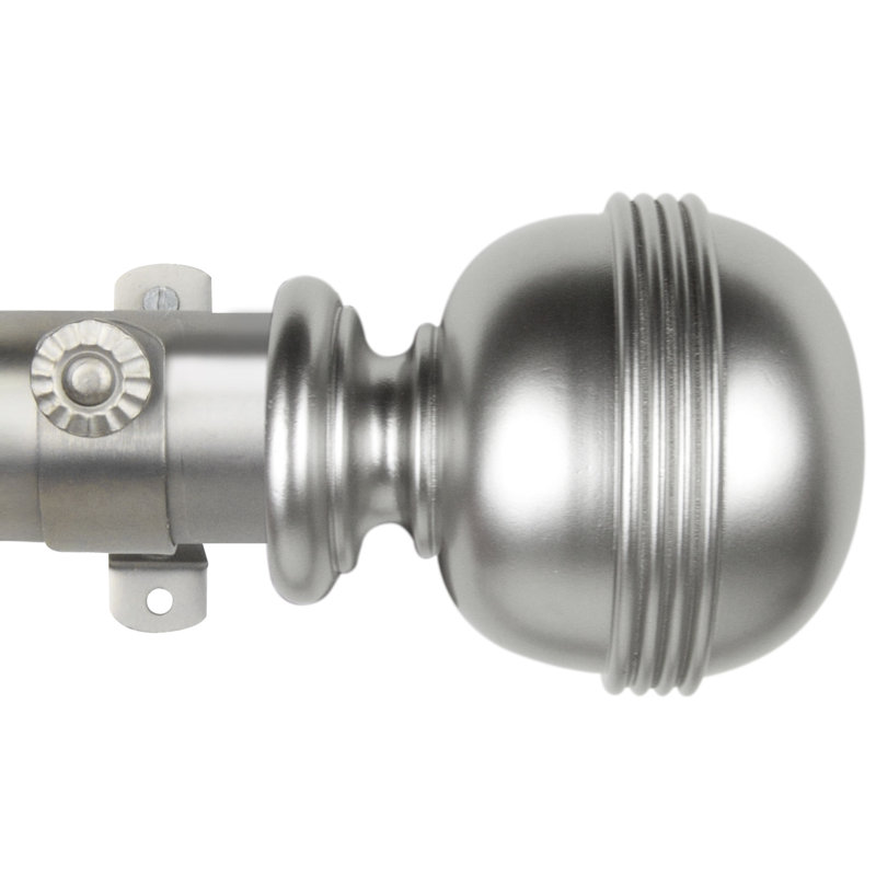 Shuster 1.5" Adjustable Single Curtain Rod, 115 po à 165 po de largeur, Nickel satiné