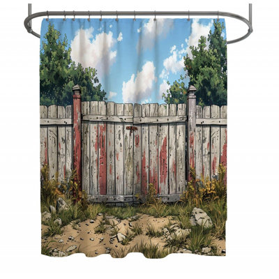 Wooden Fence Outdoor Shower Curtain
