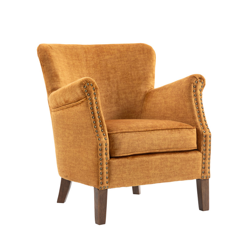 Velour Upholstered Armchair, Amber