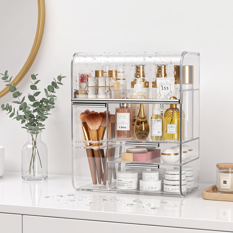 Organisateur de maquillage, transparent, Clear