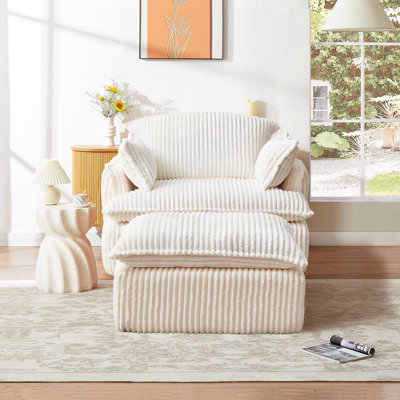Canapé à compression 1 place 47,24 po en velours côtelé - capacité de 400 lb, coussin de dossier amovible et coussins décoratifs, aucun assemblage requis pour les petits espaces