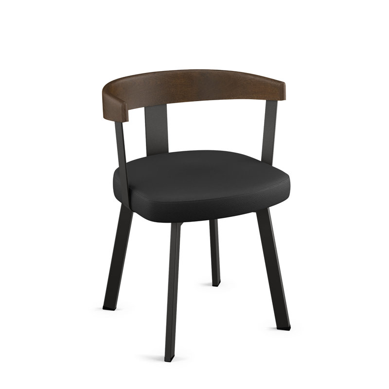 Drees Dining Chair with backrest and arms, Brown Wood/Black Legs, Black