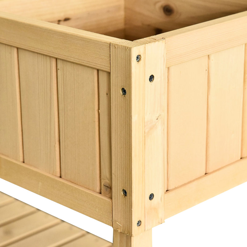 43.25X18x30in Wooden Raised Planter Bed With 8 Pockets And Storage - Nourish Your Garden World Gardening Box Shelf Cultivate A Beautiful Outdoor Space