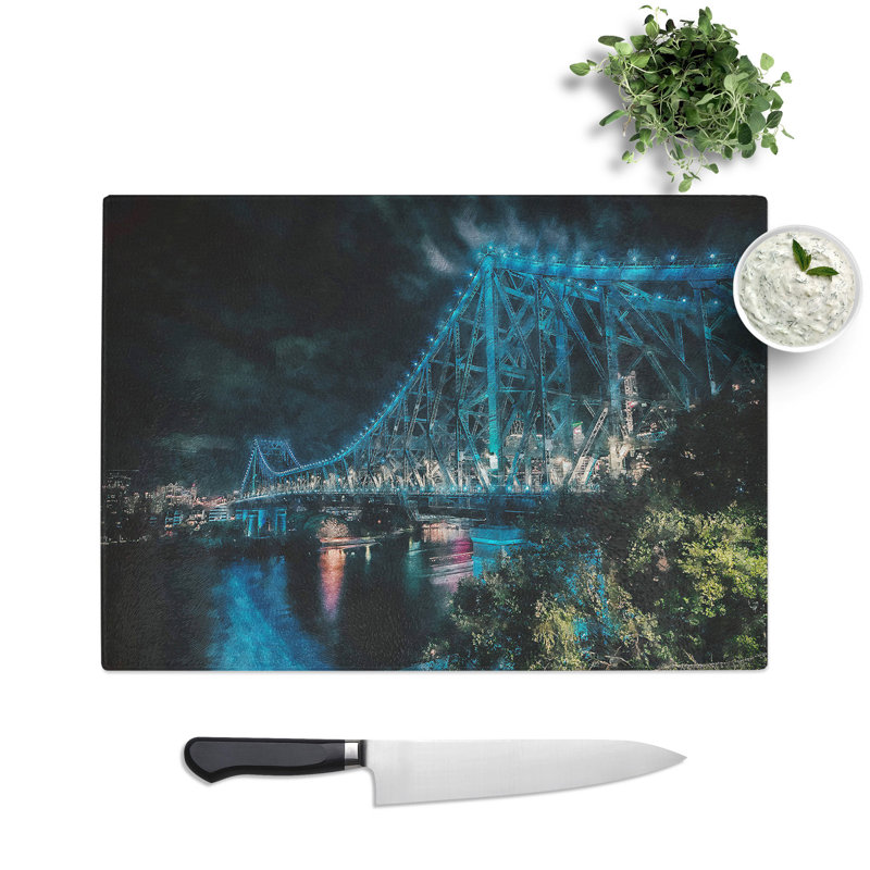 Tempered Glass Story Bridge in Brisbane Australia Chopping Board, 20 cm x 28.5 cm