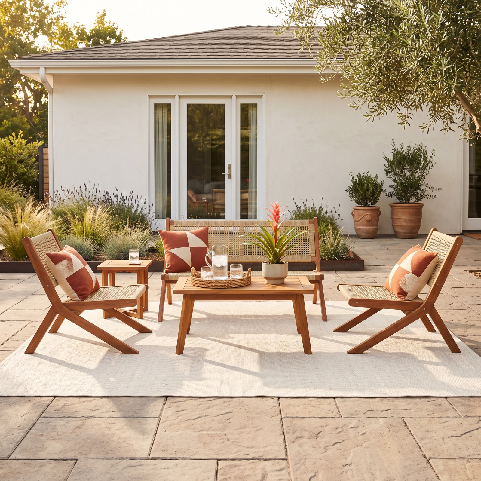 4 - Person Acacia Patio Seating Group, Natural