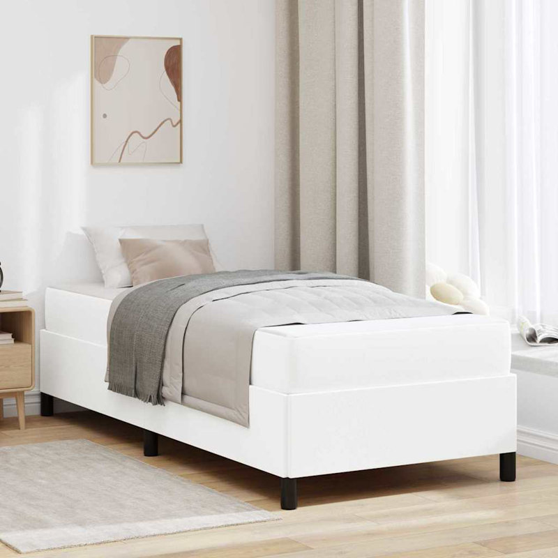  Structure de lit avec matelas en similicuir 39,4 "x 78,7" blanc, Blanc