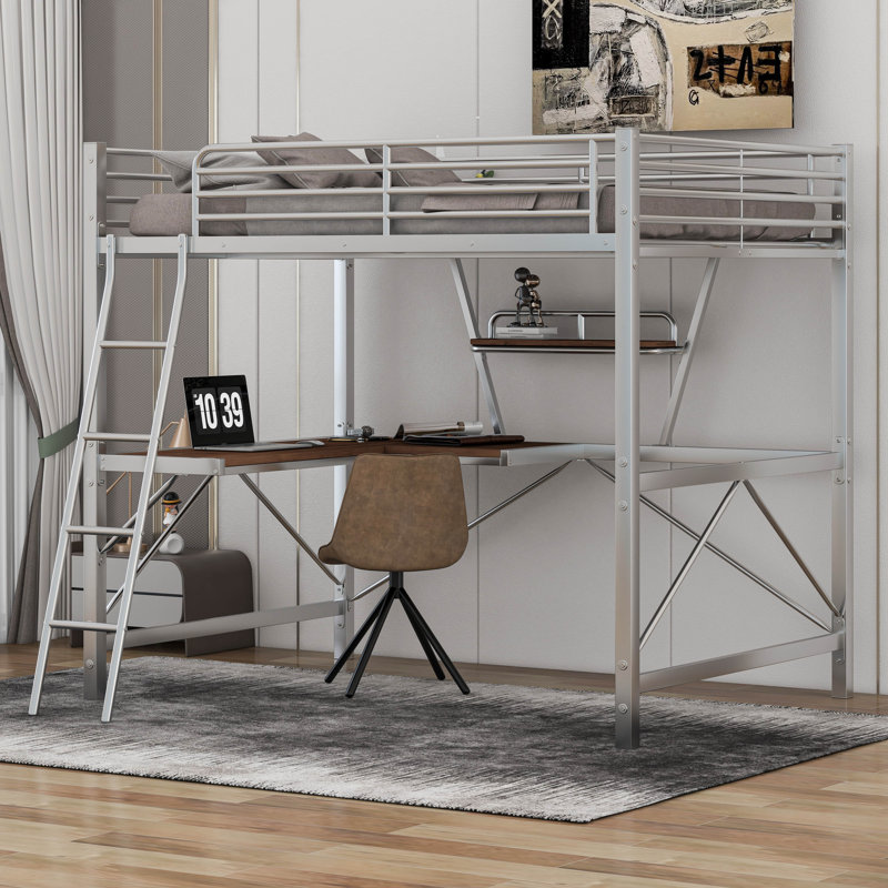 Lit mezzanine pour enfants Krystynn, Argent