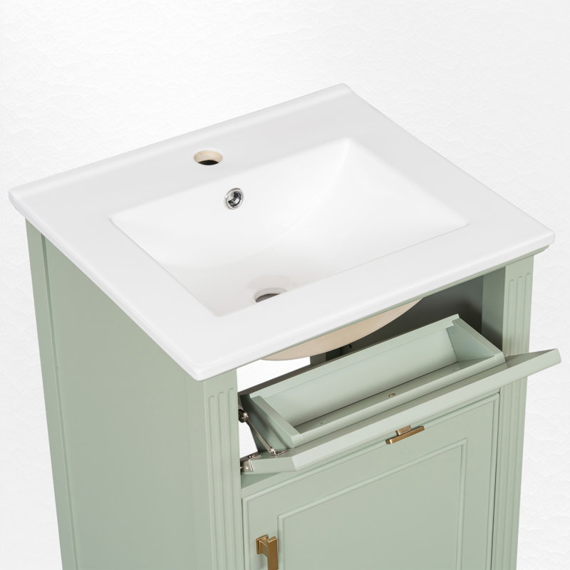 20" Single Bathroom Vanity Set With Ceramic Top, Green