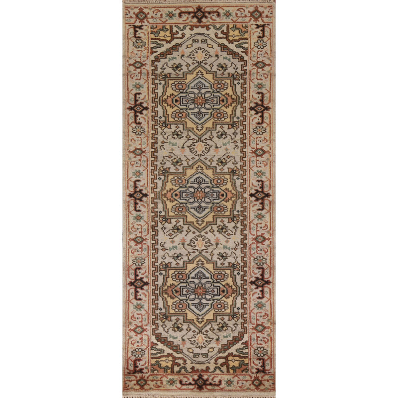 Tapis de couloir géométrique en laine 3x8