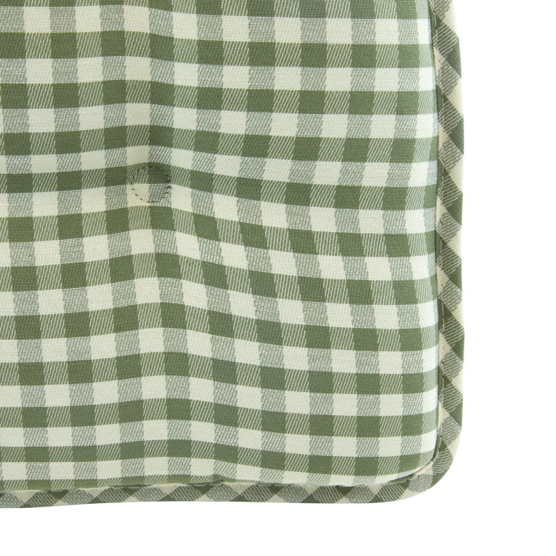 Non-Slip Gingham Dining Room And Kitchen Seat Cushions, 16 X 15 X 2 Inches, Set of 2, Gingham Pine
