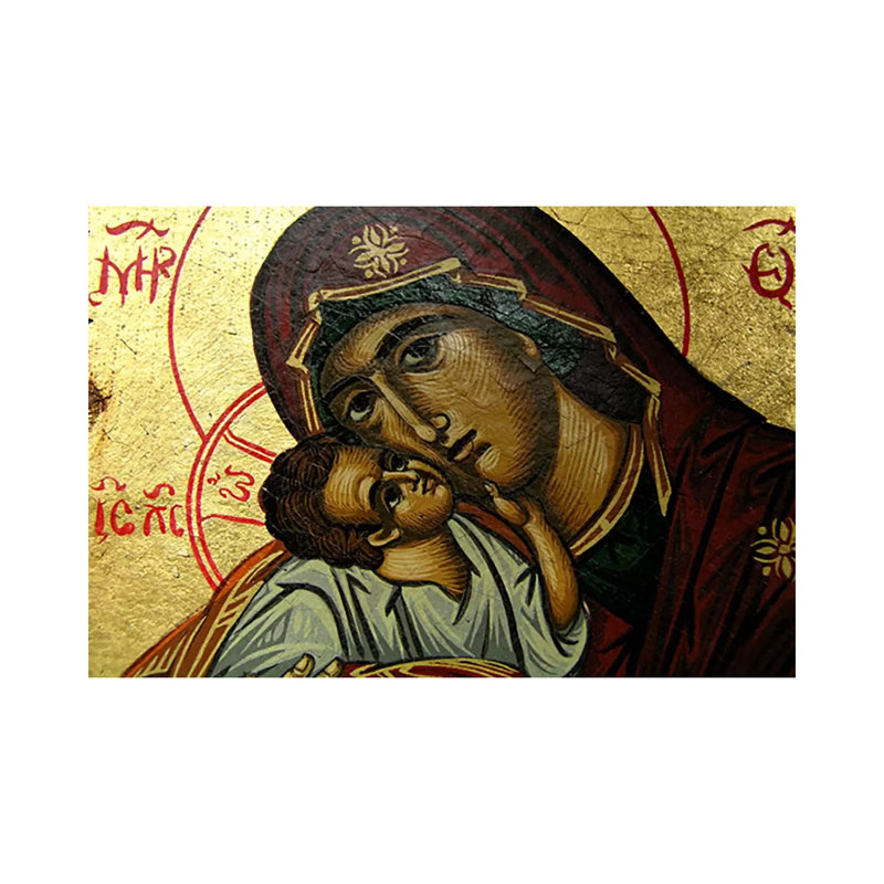 Christian Icon Virgin Mary - Wrapped Canvas Painting, 30.48 cm H x 45.72 cm W
