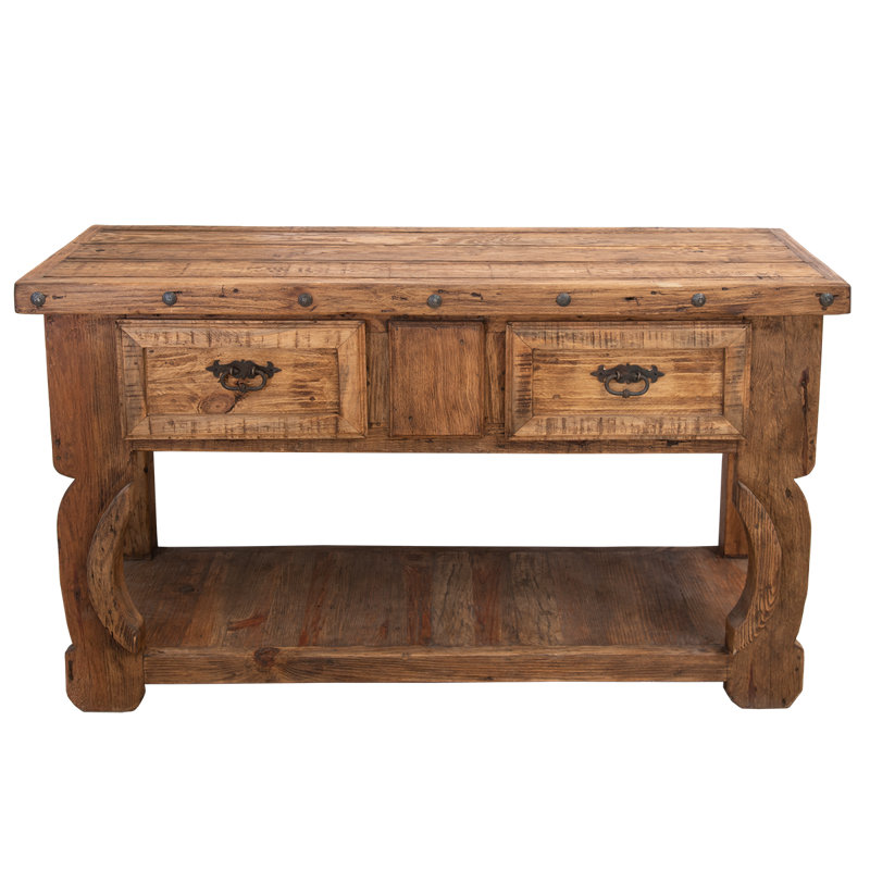 Rustic Hacienda 59" Console Table with Drawers and Lower Shelf