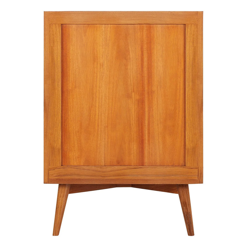 24" Novak Single Bathroom Vanity Set with Rectangular Undermount Sink, Natural Teak, 8" Widespread, Feathered White Quartz