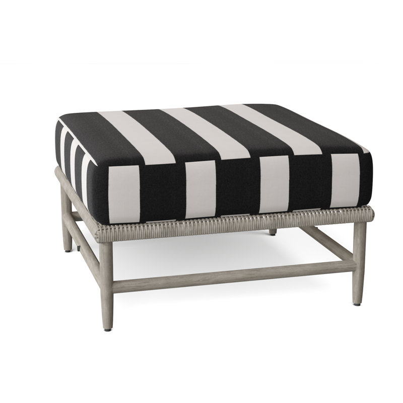 Wind Patio Ottoman with Cushion, Cabana Stripe Midnight