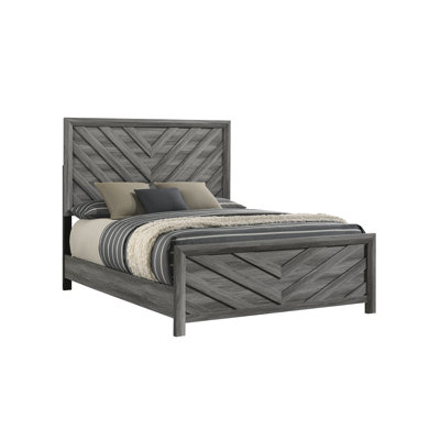 Structure de lit simple moderne en bois gris avec une excellente fabrication pour la chambre à coucher