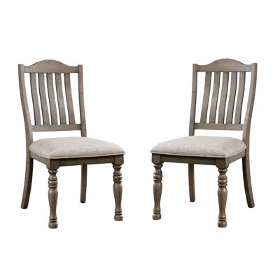 2 pièces, chaises de salle à manger transitionnelles, finition gris antique, bois massif avec revêtement en tissu et pieds tournés, chaises de salle à manger modernes, 2 pièces