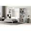 Lit double avec diverses tablettes de rangement et armoire, blanc - Fonction élégante dans la chambre à coucher