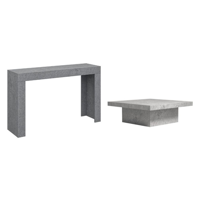 Ensemble de table de salon 2 pièces Caomhan, Gris béton frais