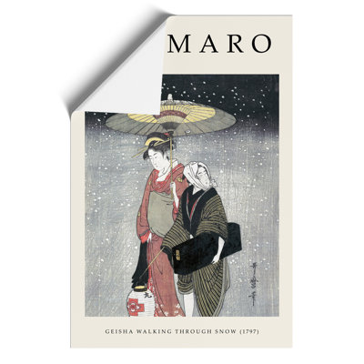 Geisha In The Snow by Kitagawa Utamaro - No Frame Painting