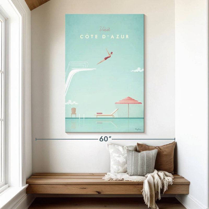 Affiche de voyage rétro Aime Cote D'Azer, H 51 po x l 34 po