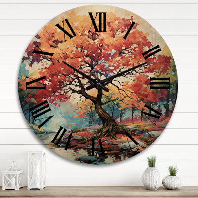 Horloge murale en bois massif Rollinghill