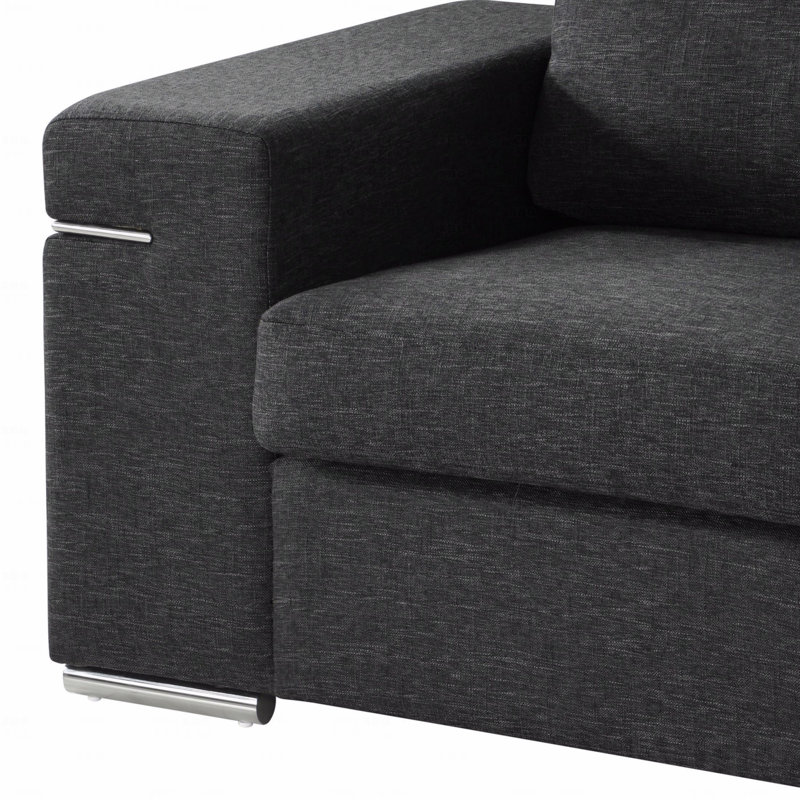 Fauteuil rembourré en tissu noir Linen