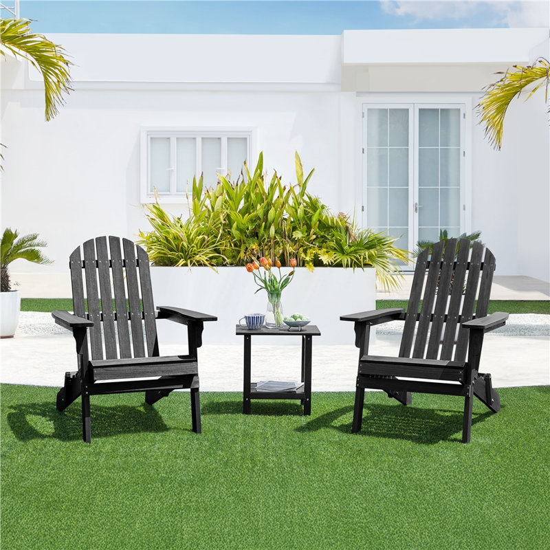Chaise Adirondack pliante en bois massif Bennir, Noir
