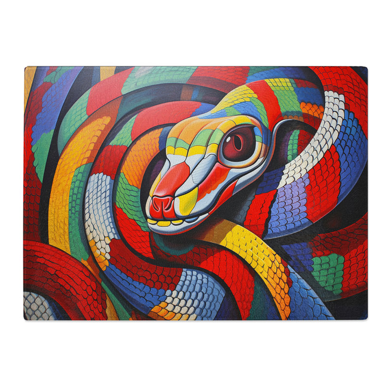 Snake Op Art  Glass Chopping Board
