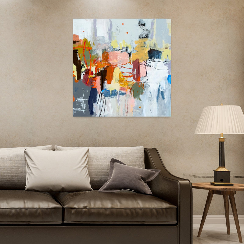 Jackson, art abstrait lavande contemporain, H 32 po x l 32 po
