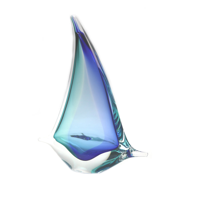 Murano Glass Design Sailboat, Aqua Blue