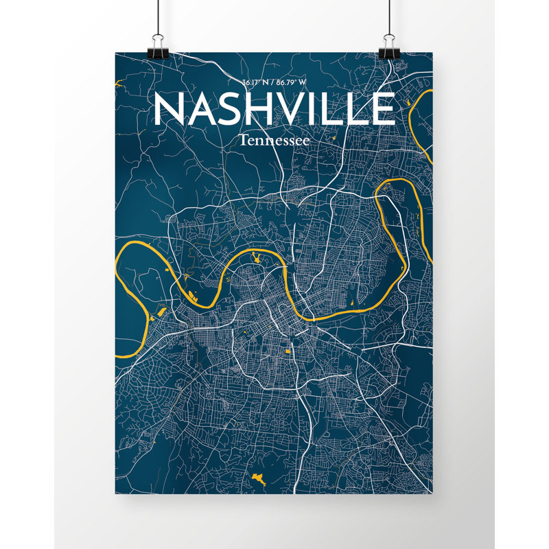 Nashville City Map - No Frame Print, 50.8cm H x 40.6cm W x 0.13cm D
