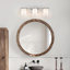 Éclairage pour meuble-lavabo moderne 3 lumières en nickel brossé avec abat-jour double en verre transparent et verre blanc-522498315