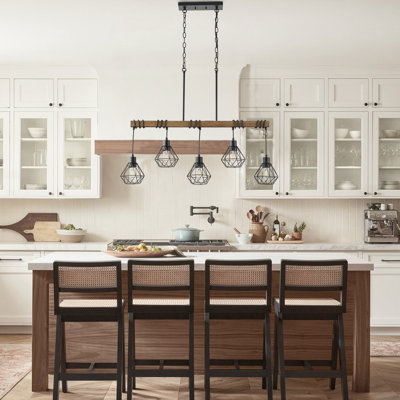 5-lamp matte black adjustable iron pendant light