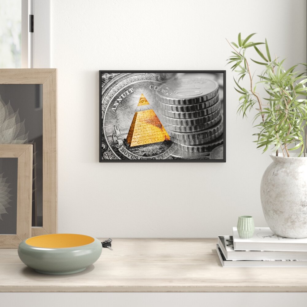 Gerahmtes Wandbild Illuminati Pyramide  Dollar