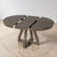Table de salle à manger extensible, de forme ronde à ovale, feuille amovible de 16 po, placage de chêne, base à pieds croisés courbés, maison de campagne moderne, salle à manger-132787762