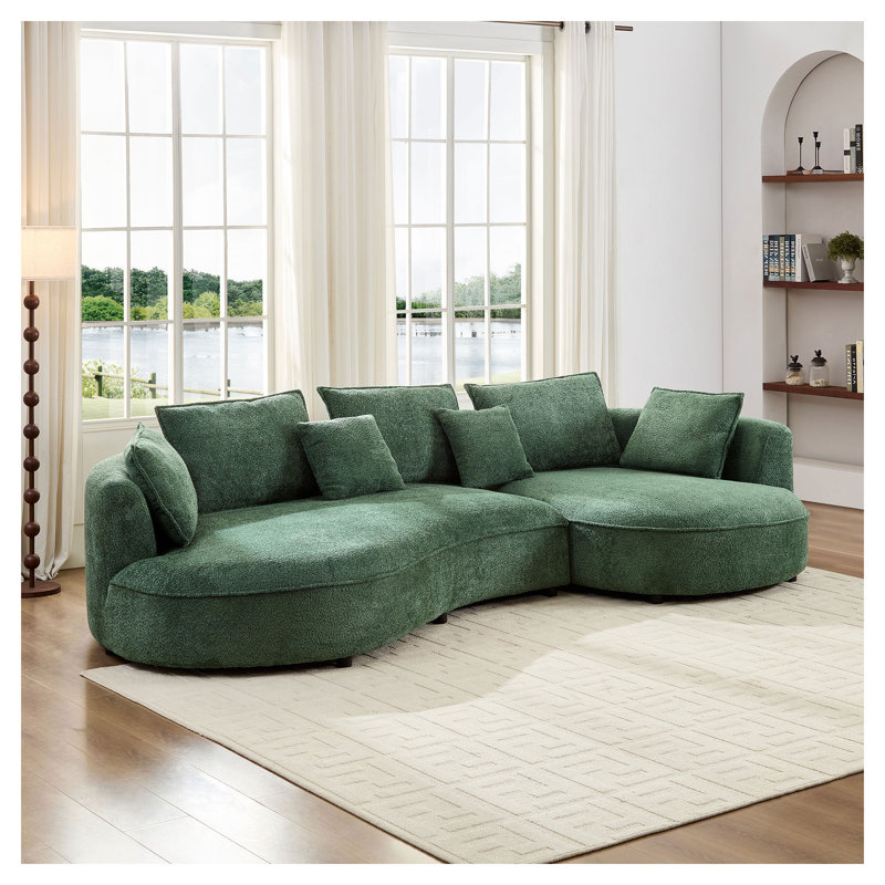 Canapé modulaire surdimensionné de style Mid-Century de 124,8 po avec méridienne droite et canapé 5 places Boucle