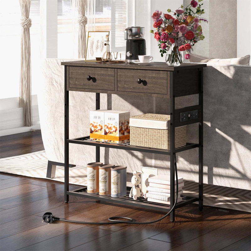 Annam 81cm Console Table, Grey/Black