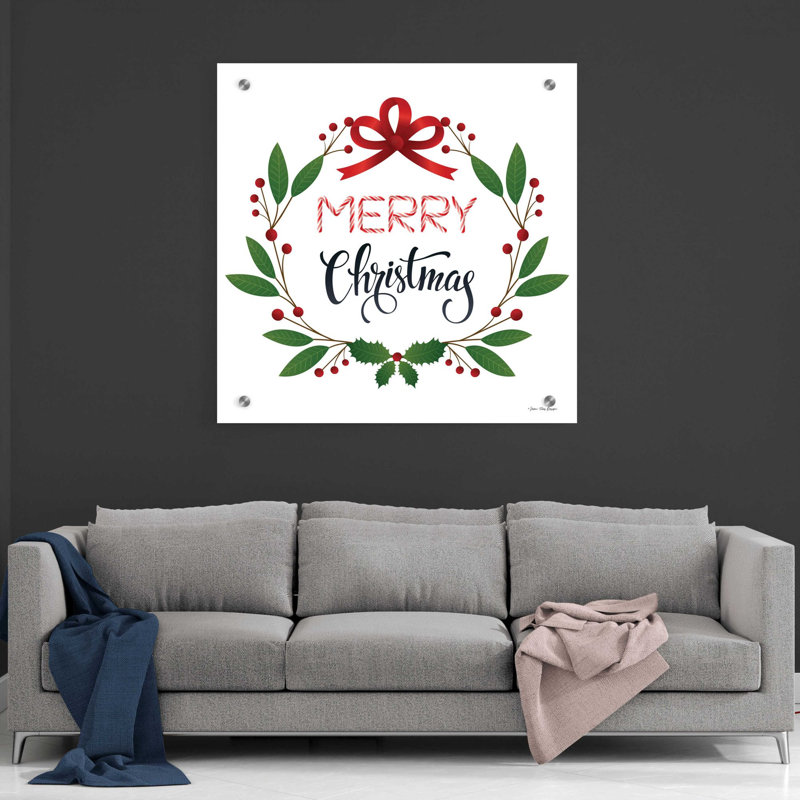 «Merry Christmas Wreath 2» par Seven Trees Design, art mural en verre acrylique, H 36 po x l 36 po x P 0,2 po
